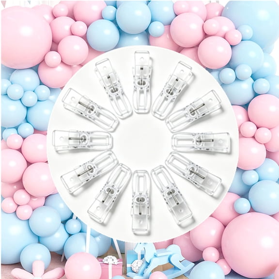 JOWNEEL 12 Pack Balloon Arch Clips - 3.5 Inch Clear Clips for Backdrop Stand - Transparent Spring Clamps for Balloon Arch - Photography Accessories for Party, Wedding, B