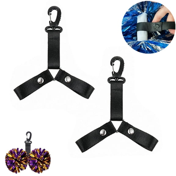 JOWNEEL 2Pcs Pom Pom Holder Hanger with Snap Button for Backpack Cheerleader Team Tags Cheer Bag Strap Gift Accessories for Girls