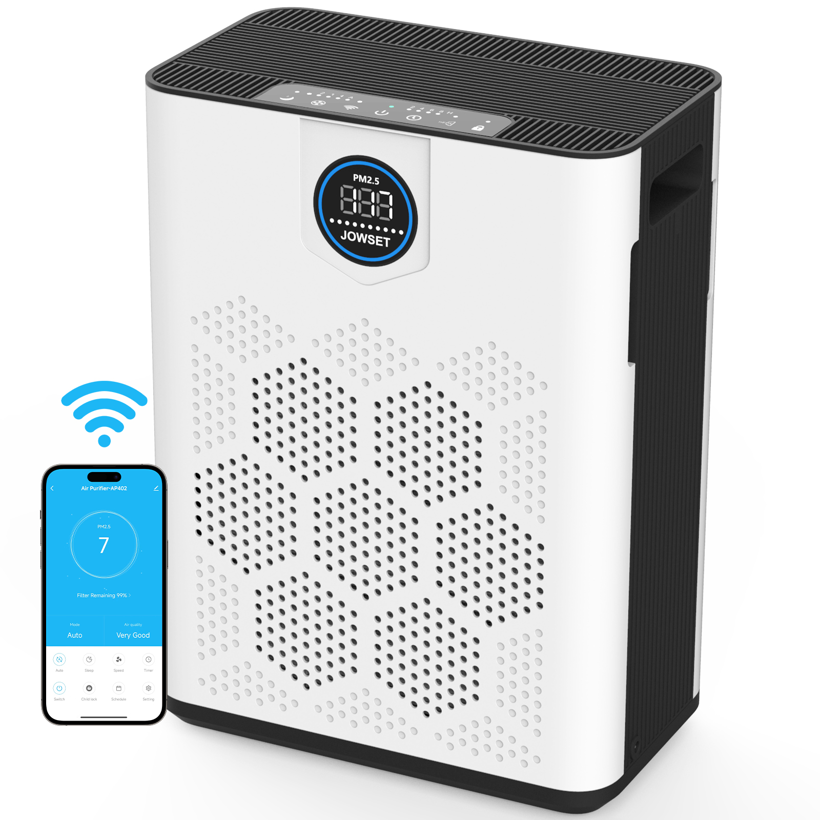 JOWSET Air Purifier with HEPA 14 Filter for home Large Rooms Covers 1600 Sq.Ft, Smart WiFi Air