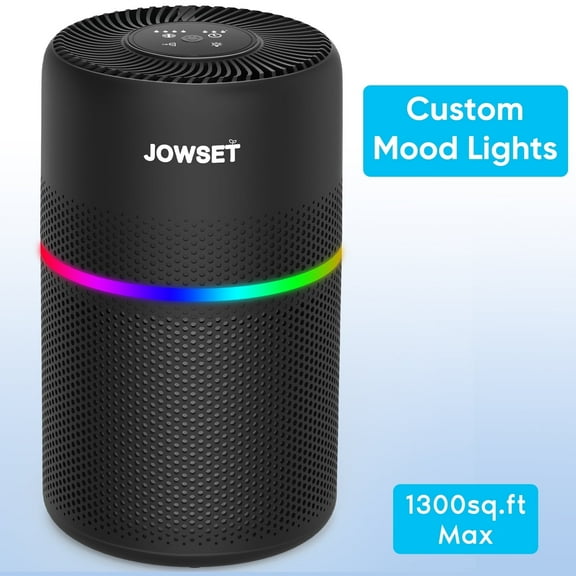JOWSET Air Purifiers for Home, H13 True HEPA Air Purifiers for Allergies and Asthma, Covers 1300 sq.ft for Bedroom, Wildfire, Odor, Pollen, Black