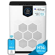 JOWSET Smart HEPA 14 Air Purifiers for Home Large Room up to 2215 Sq Ft, APP Smart Control, CADR 400m³/h, 2 Washable Filters, PM 2.5 Display, Remove Allergies Dust Pet Hair, 22dB