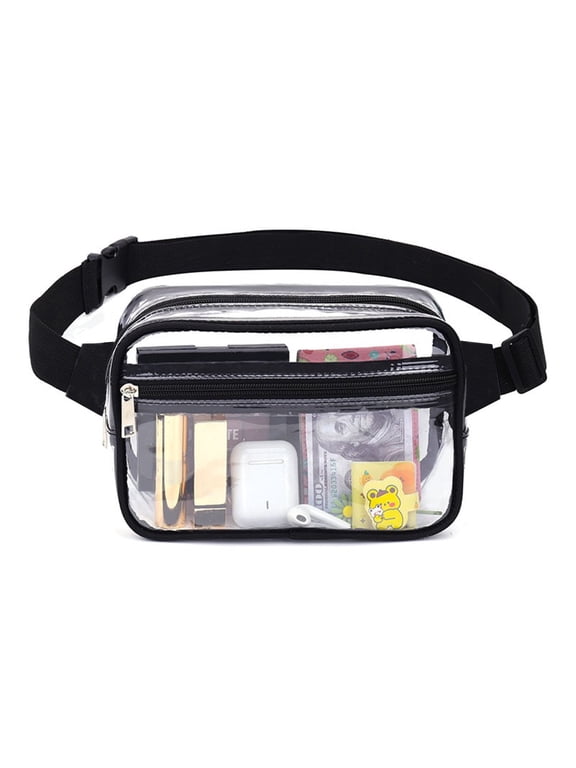 Clear Fanny Pack - Clear Fanny Pack Stadium Approved Clear Bag for Stadium Events Suitable for Men and Women Sports Events Concerts Activities Beaches Black