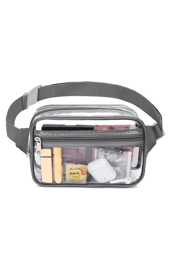 Clear Fanny Pack - Clear Fanny Pack Stadium Approved Clear Bag for Stadium Events Suitable for Men and Women Sports Events Concerts Activities Beaches Grey