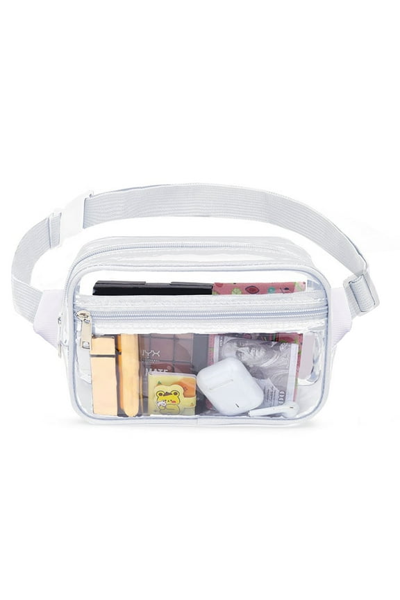 Clear Fanny Pack - Clear Fanny Pack Stadium Approved Clear Bag for Stadium Events Suitable for Men and Women Sports Events Concerts Activities Beaches White
