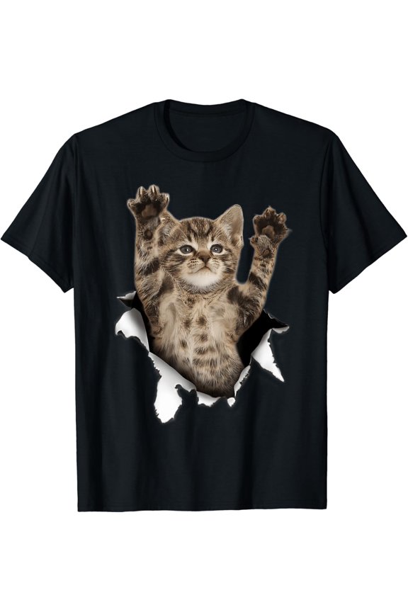 JOY Cat Lady Shirt Cute Cats Tshirt Cat Torn Cloth Kitten Funny T-Shirt