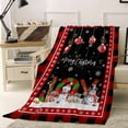 thumbnail image 1 of JOY Christmas Throw Flannel Blanket 50x80In Snowman Snowflake Red Black Plaid Super Soft Cozy Bed Blanket, Lightweight Plush Fuzzy Bed Throw for Bedroom Sofa Couch Living Room, 1 of 4