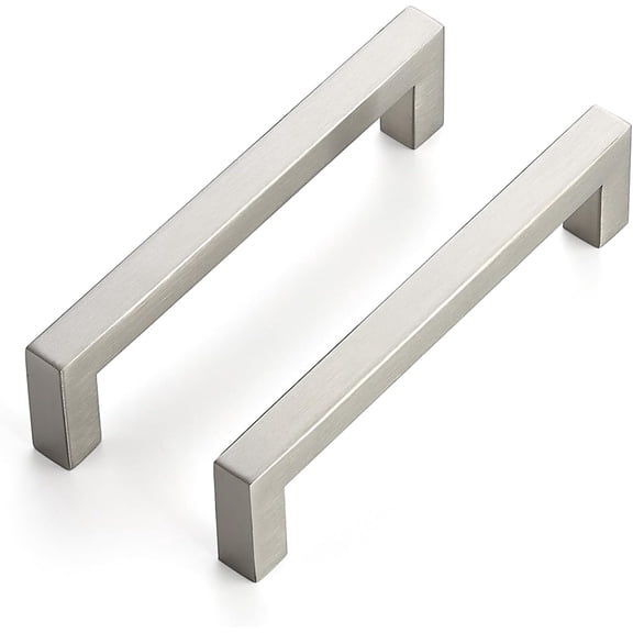 8 Pack Cabinet Handles 5 Inch Brushed Nickel Pulls Kitchen Handles Square Drawer Pulls Stainless Steel Hardware Handles 128mm Hole Centers