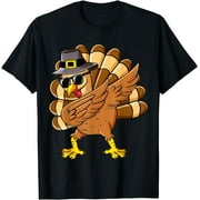 FASHIONABLEWUYI JOY Dabbing Turkey Thanksgiving Day Pilgrim Boys Girls Funny Dab T-Shirt