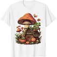 thumbnail image 1 of JOY Goblincore Cottagecore Frog Fungi Cute House T-Shirt, 1 of 4