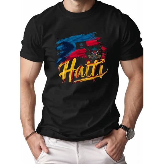 JOY Haitian identity vibrant illustration pure cotton men's Tshirt comfort fit