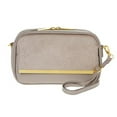 thumbnail image 1 of JOY & IMAN Luxe Leather & Calf Hair Crossbody Bag with RFID ~ Taupe, 1 of 3