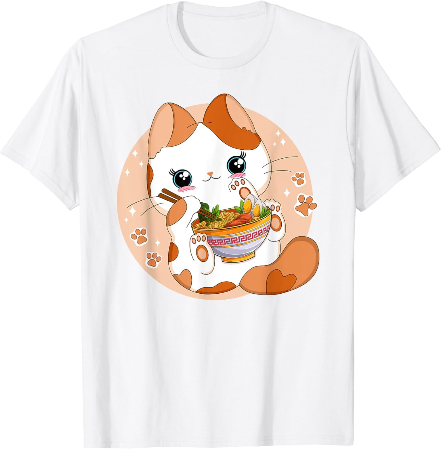 JOY Kawaii Anime Cat Eating Ramen Noodles Cute Cat Japanese Neko T ...