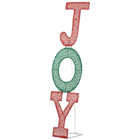 JOY Letter Sign Christmas Lighted Decoration Pre-lit 2D Letter Display with 45 LED Warm White Lights and Stakes for Xmas Outdoor Holiday Indoor Decor Lighted Holiday Displays