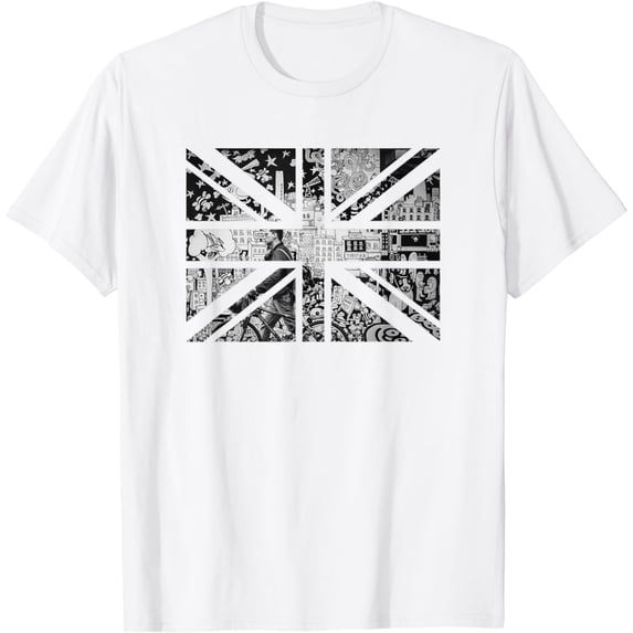 JOY London Souvenir British Flag Bicycle Man Graffiti Background T-Shirt