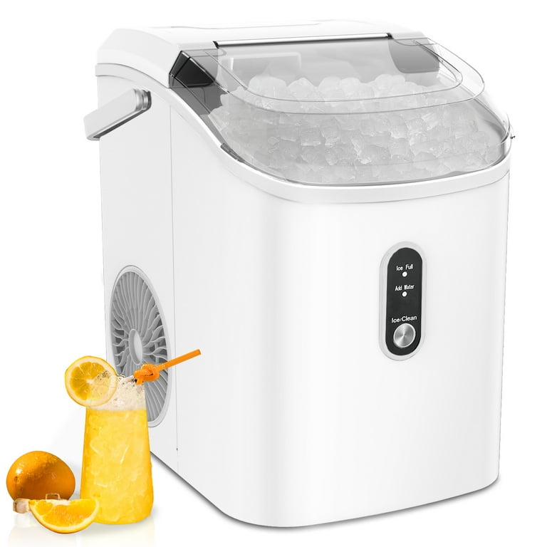Ice Making Machine with 29 lbs Pebble Ice per Day - 17.64 x 9.69 x 16.93 Inches (L x W x H) - Silver