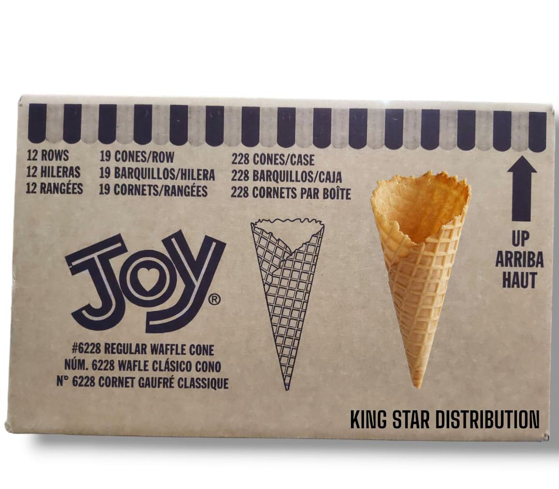 JOY Regular Waffle Ice Cream Cones 228 Cones Bulk Food Service Pack