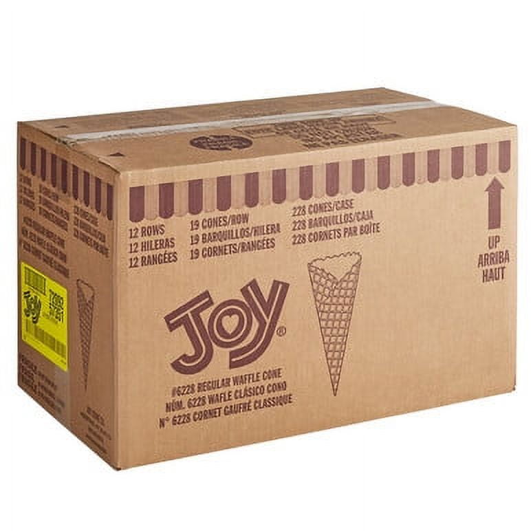 JOY Regular Waffle Ice Cream Cones, Bulk Food Service Pack (228/Case) - Crispy Golden Cones for Desserts