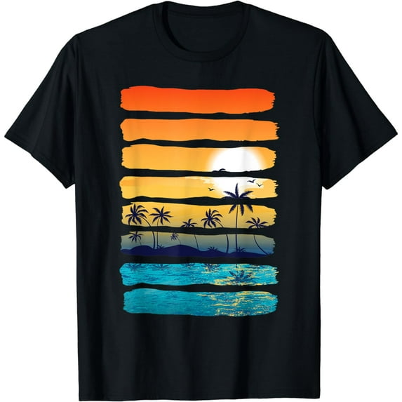 JOY Summer Palm Tree Beach Sunset Vacation Ocean Paradise T-Shirt