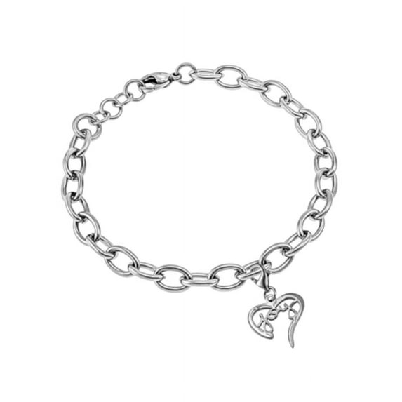 JOY Text Handwriting with Heart Bracelet, Adjustable Stainless Steel Chain 7"-8"
