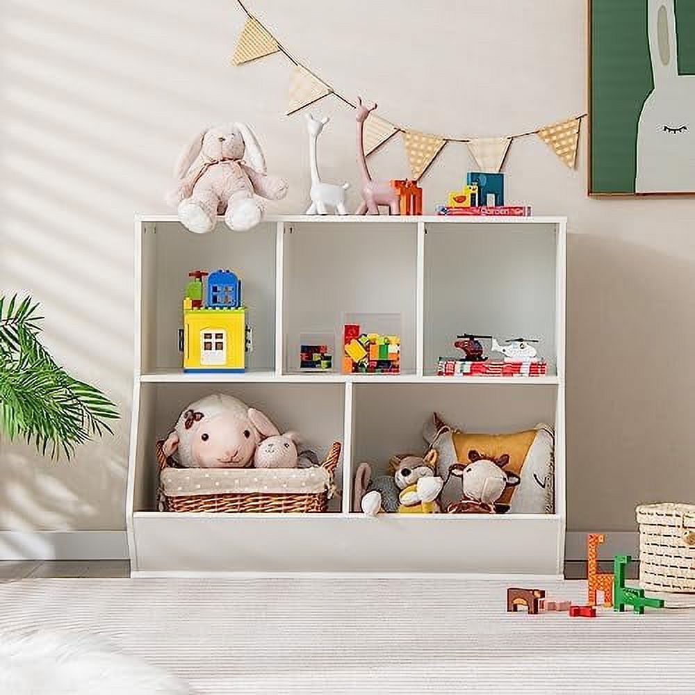 JOY Toy Organizer with Bookcase 5Cubby Children Bookshelf Toy