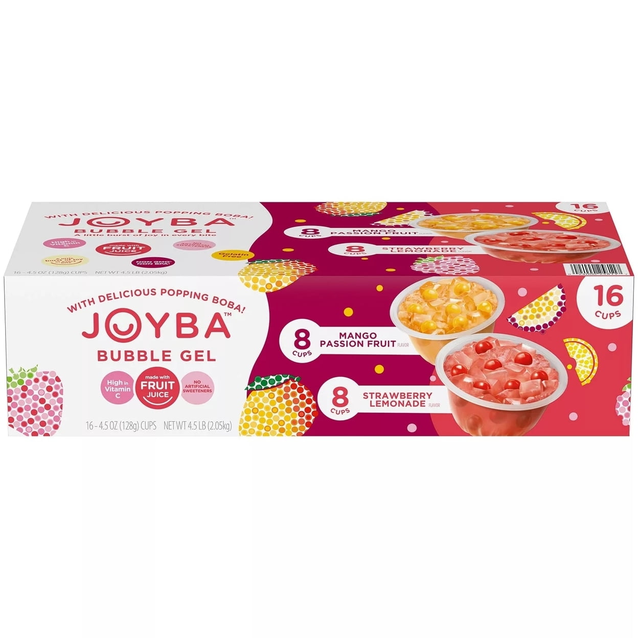 JOYBA Bubble Gel Fruit Cups, Strawberry Lemonade & Mango Passion (Pack