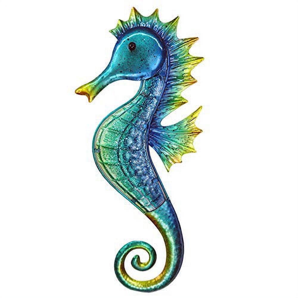 JOYBee 18inch Metal Large Seahorse Wall Art Decor,Bathroom Ocean Glass