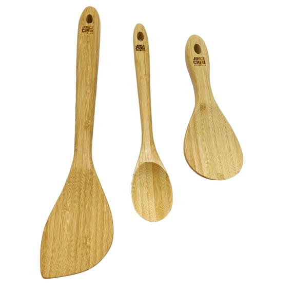 Joyce Chen Burnished Bamboo Wok Utensils, 3-Piece Stir Fry Set
