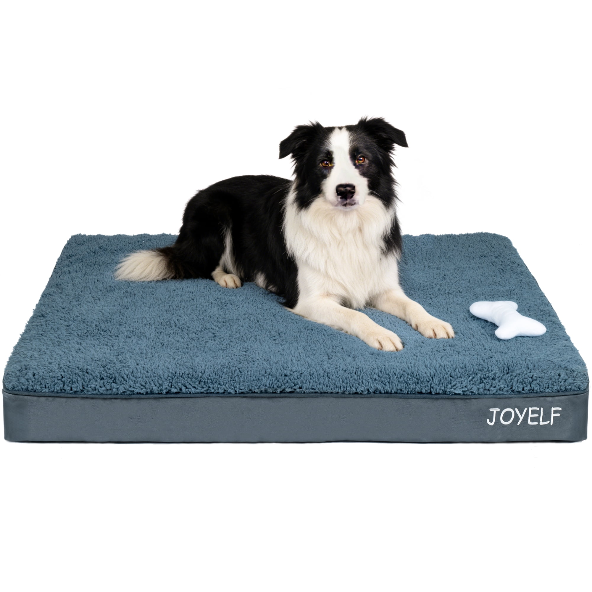 JOYELF Large Dog crate Bed Mats Orthopedic dog bed ,Egg Crate Foam Dog Mat waterproof dog pad with Washable Removable Cover, a Squeaker Toy as Gift