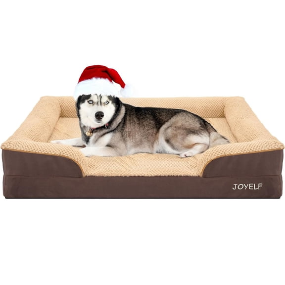 JOYELF Orthopedic Dog Bed for Large Dogs Waterproof Washable Cover 43" X 32" Coffee