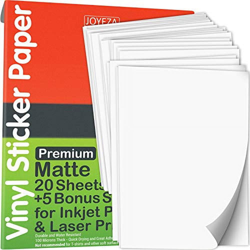 JOYEZA Premium Printable Vinyl Sticker Paper for Inkjet Printer