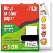 JOYEZA Printable Vinyl Sticker White Paper for Inkjet Printer Adhesive Paper 8.5 x 11 in 40 Sheets