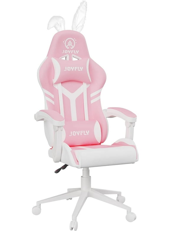 JOYFLY Ergonomic Computer Gaming Chair Racing Task Chair for Kids Adults, 300 lbs, Footrest, Pink
