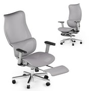 JOYFLY Ergonomic Office Chair Gaming Office Chair Big Seat with Leg Rest Footrest, 450lb, Grey