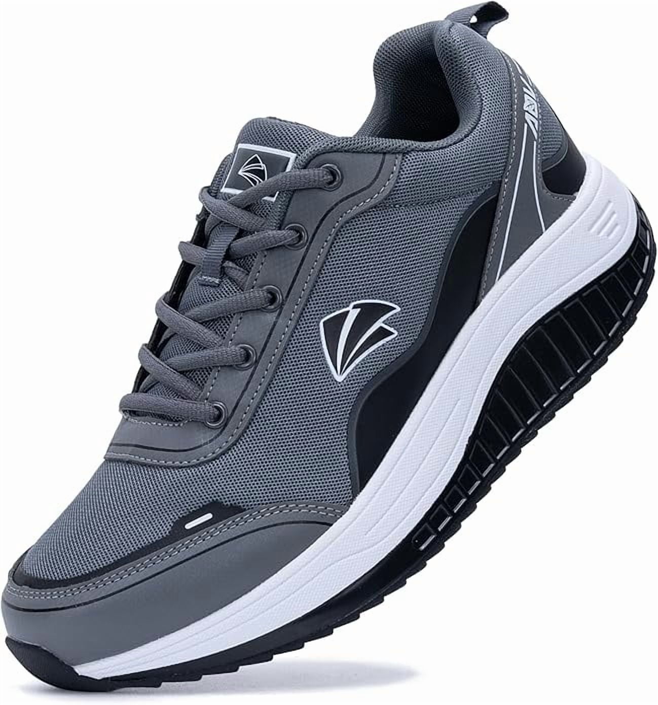 Arch Support Men Walking Shoes Plantar Fasciitis Shoes Orthotic Tennis Sneakers for Foot Pain Relief Greyblack Size 9