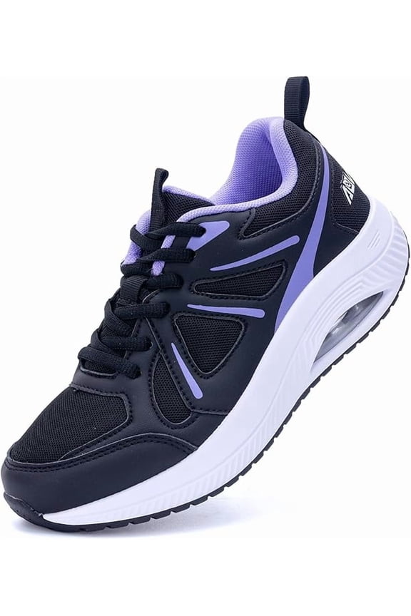 Arch Support Womens Walking Shoes Orthotic Athletic Sneakers for Plantar Fasciitis Foot Pain Relief Tennis Shoes BlackPurple Size 8