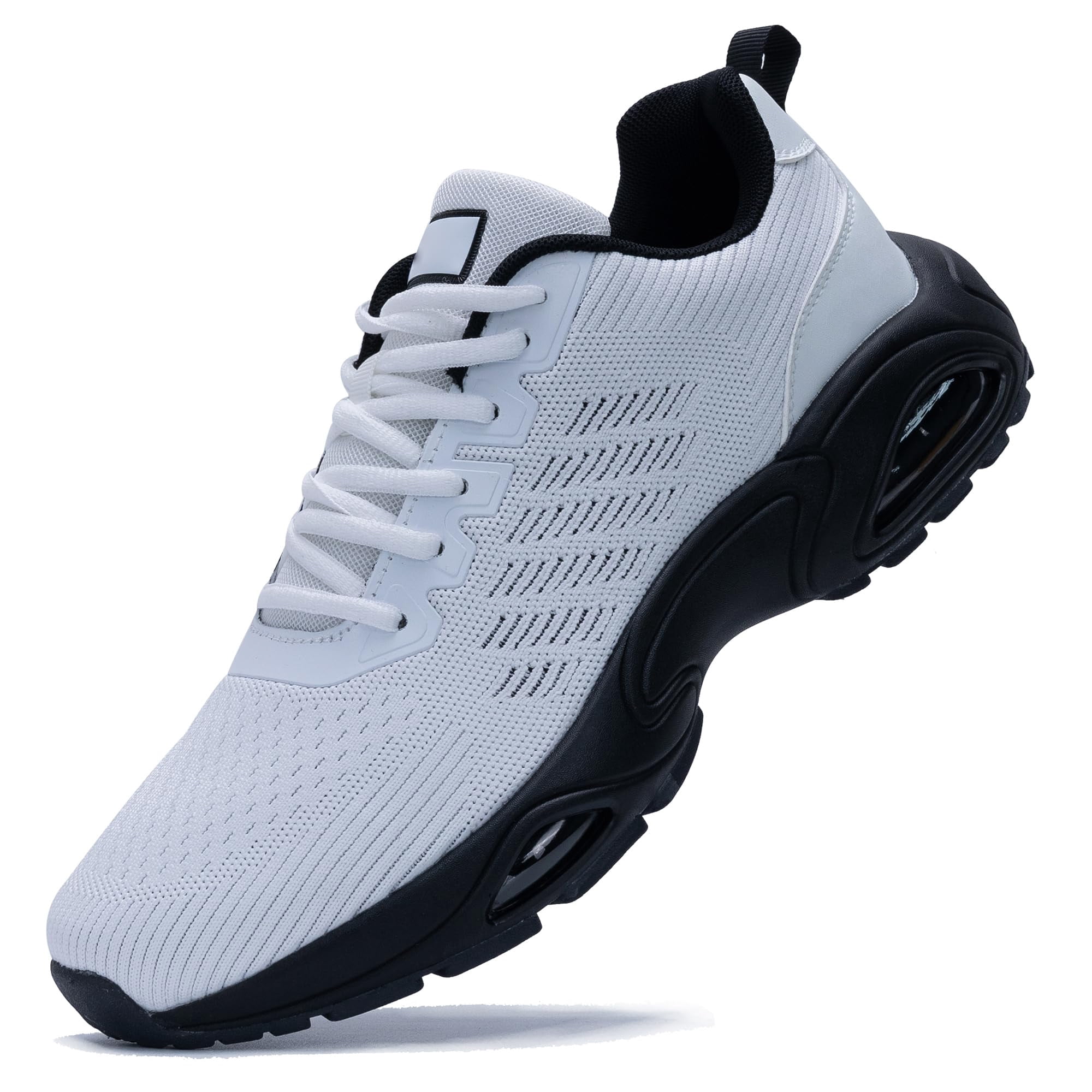 Mens Running Shoes Athletic Cushioned Tennis Shoes Comfortable Supportive Sport Gym Jogging Sneaker BlackWhite Size 10.5