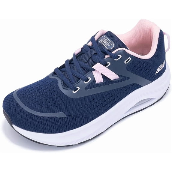 JOYFON Wide Toe Box Shoes for Women Arch Support Walking Tennis Sneakers Orthotic Leather Shoes for Bunions, Plantar Fasciitis PinkBlue Size 7.5