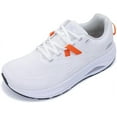 thumbnail image 1 of JOYFON Wide Toe Box Shoes for Women Arch Support Walking Tennis Sneakers Orthotic Leather Shoes for Bunions, Plantar Fasciitis WhiteOrange Size 9, 1 of 6