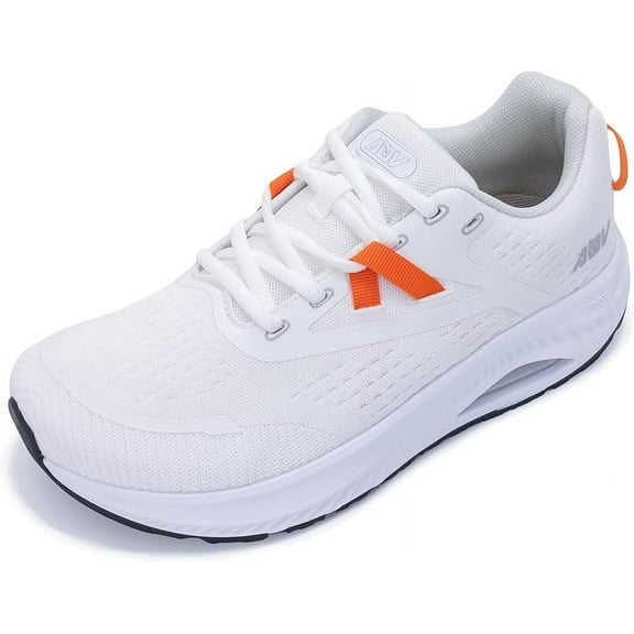 JOYFON Wide Toe Box Walking Shoes Women Arch Support Orthotic Running Sneakers Plantar Fasciitis Tennis Athletic Shoes White Size 10