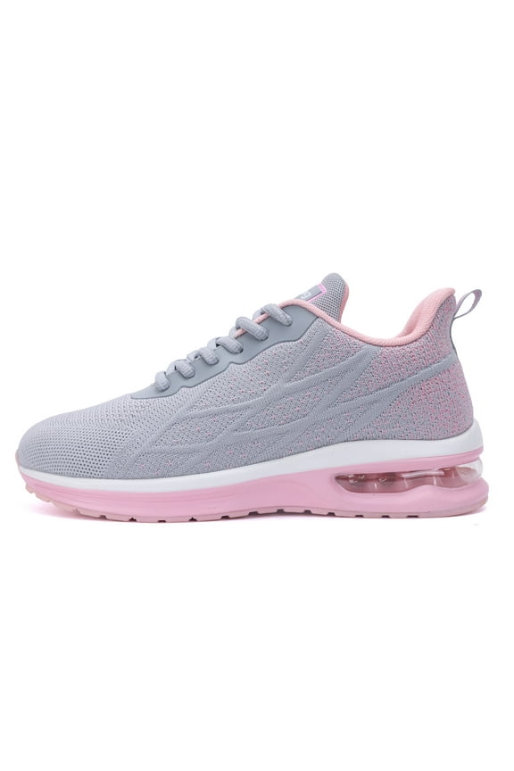 Women Running Shoes Tennis Athletic Sneakers Air Cushioned Non Slip Lightweight Walking Shoes GrayPink Size 7