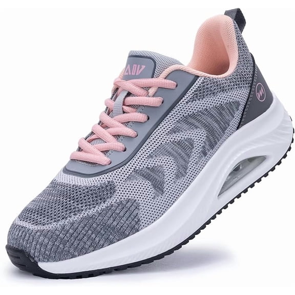 JOYFON Women's Walking Shoes Arch Support Orthotic Breathable Tennis Sneakers for Plantar Fasciitis Pain Relief GreyPink 6