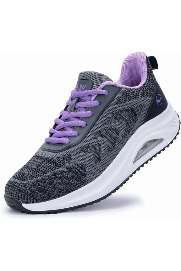 Women's Walking Shoes Arch Support Orthotic Breathable Tennis Sneakers for Plantar Fasciitis Pain Relief GreyPurple 11