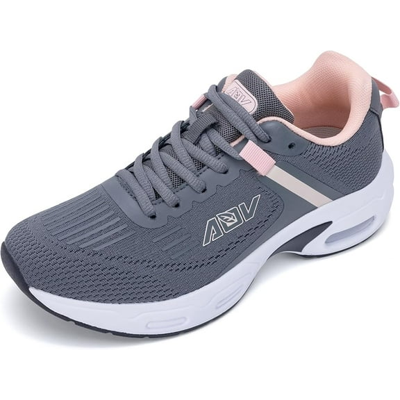 JOYFON Womens Walking Shoes with Arch Support | Orthotic Sneakers for Plantar Fasciitis Foot Heel Pain Relief | Tennis Running Shoes GrayPink Size 6.5
