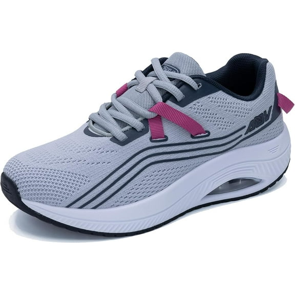 JOYFON Womens Walking Shoes with Arch Support Tennis Shoes Orthotic Plantar Fasciitis Sneakers Fashion Athletic GrayNavyBlue Size 9.5