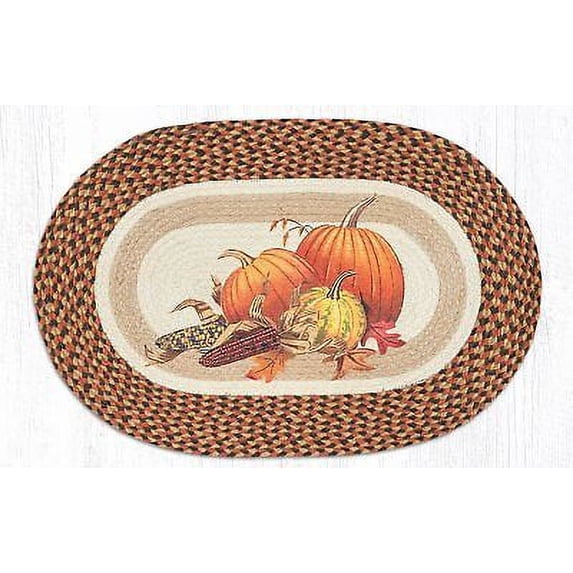 JOYFUL HARVEST Pumpkins 100% Natural Braided Jute Rug, 20" x 30", Earth Rugs