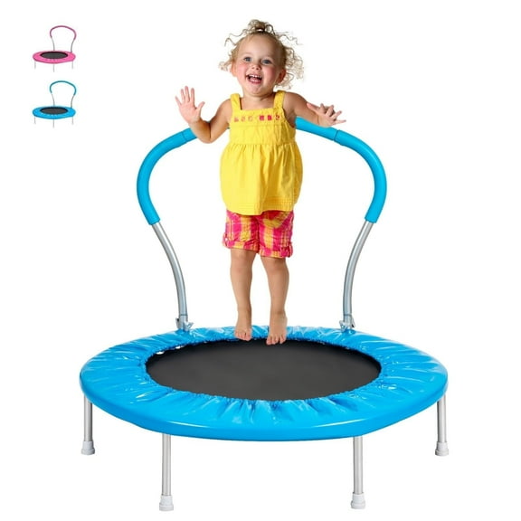 JOYFULIN 36" Trampoline for Kids, Mini Indoor/Outdoor Toddler Trampoline with Handle, Small Rebounder, Fitness Gift for Baby, Girls, Boys, Blue