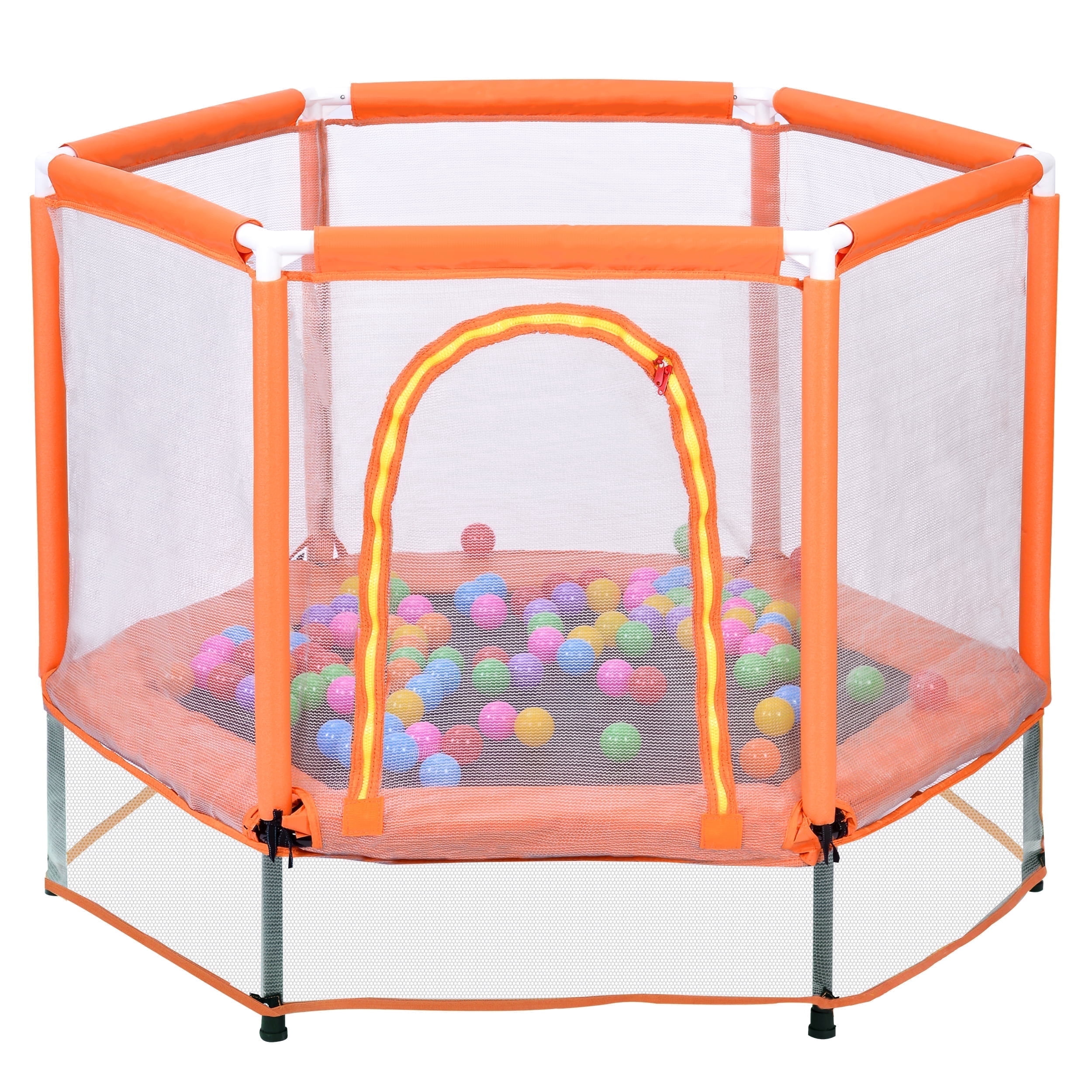 JOYFULIN 55" Trampoline for Kids, 4.5FT Mini Indoor Outdoor Toddler Trampoline with Enclosure Net and Pit Balls Baby, Small Kids Trampoline Birthday Gifts for Girl and Boy Age 1-8