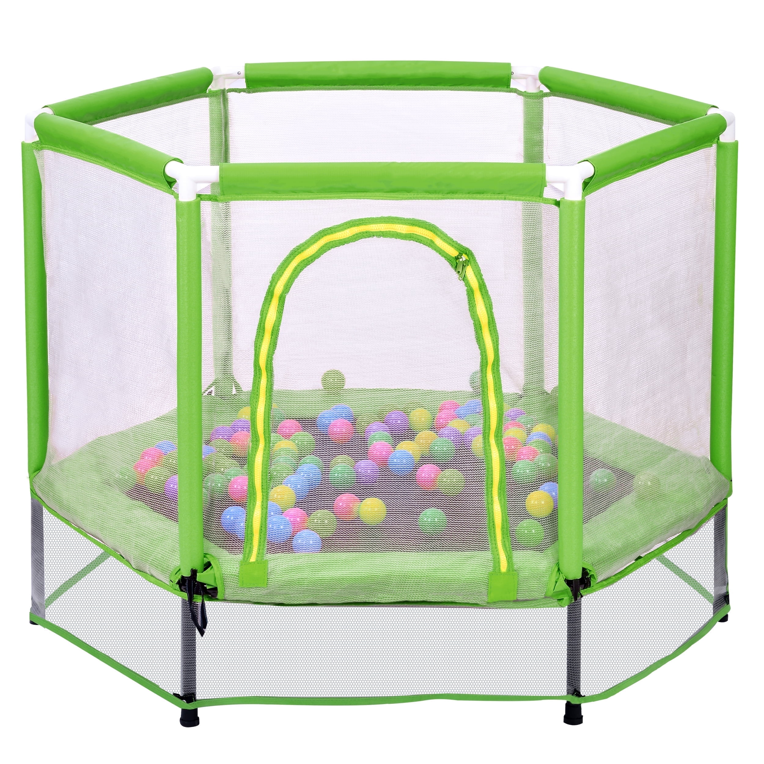 JOYFULIN 55" Trampoline for Kids, 4.5FT Mini Indoor Outdoor Toddler Trampoline with Enclosure Net and Pit Balls Baby, Small Kids Trampoline Birthday Gifts for Girl and Boy Age 1-8