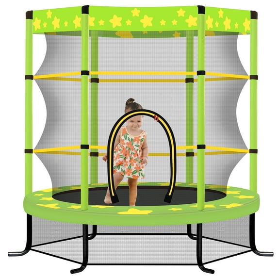 JOYFULIN Trampoline for Kids, 55'' Mini Trampoline for Toddlers with Enclosure Net and No-Gap Design, 4.5FT Indoor/Outdoor Kids Round Trampoline Gifts for Ages 1-8