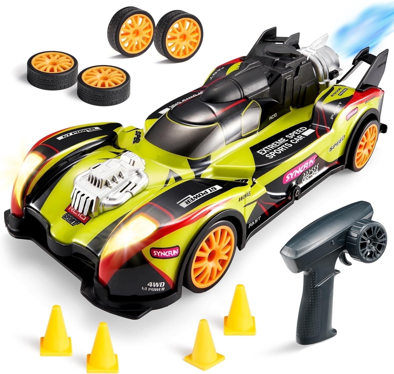 JAMING Voiture RC Drift 1/64 – LED, 2.4GHz, 15 Km/h – Pour Bureau Ou Maison – Vert